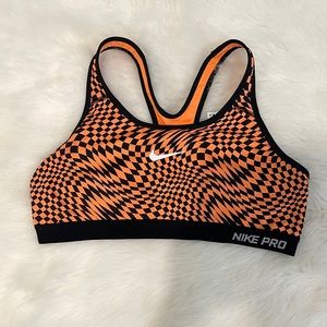 Nike Pro Dri-fit Orange Checkered Racer Back Sports Bra